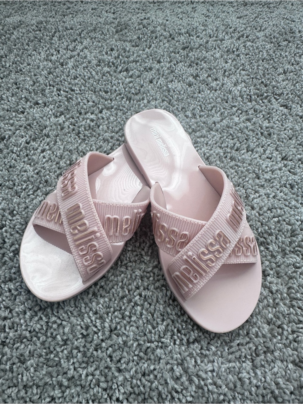 Mini Melissa Pink Logo Slide Sandals Kids Size 13